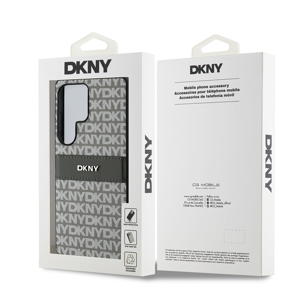 Galaxy S25 Ultra Kılıf DKNY Orjinal Lisanslı Kartlıklı 3D Yazılı Repeat Texture Pattern Kapak
