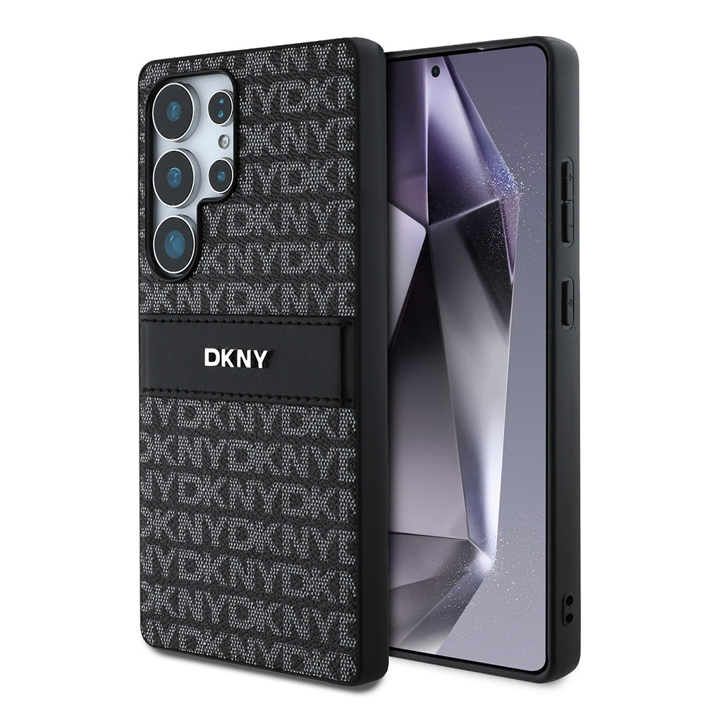 Galaxy S25 Ultra Kılıf DKNY Orjinal Lisanslı Kartlıklı 3D Yazılı Repeat Texture Pattern Kapak