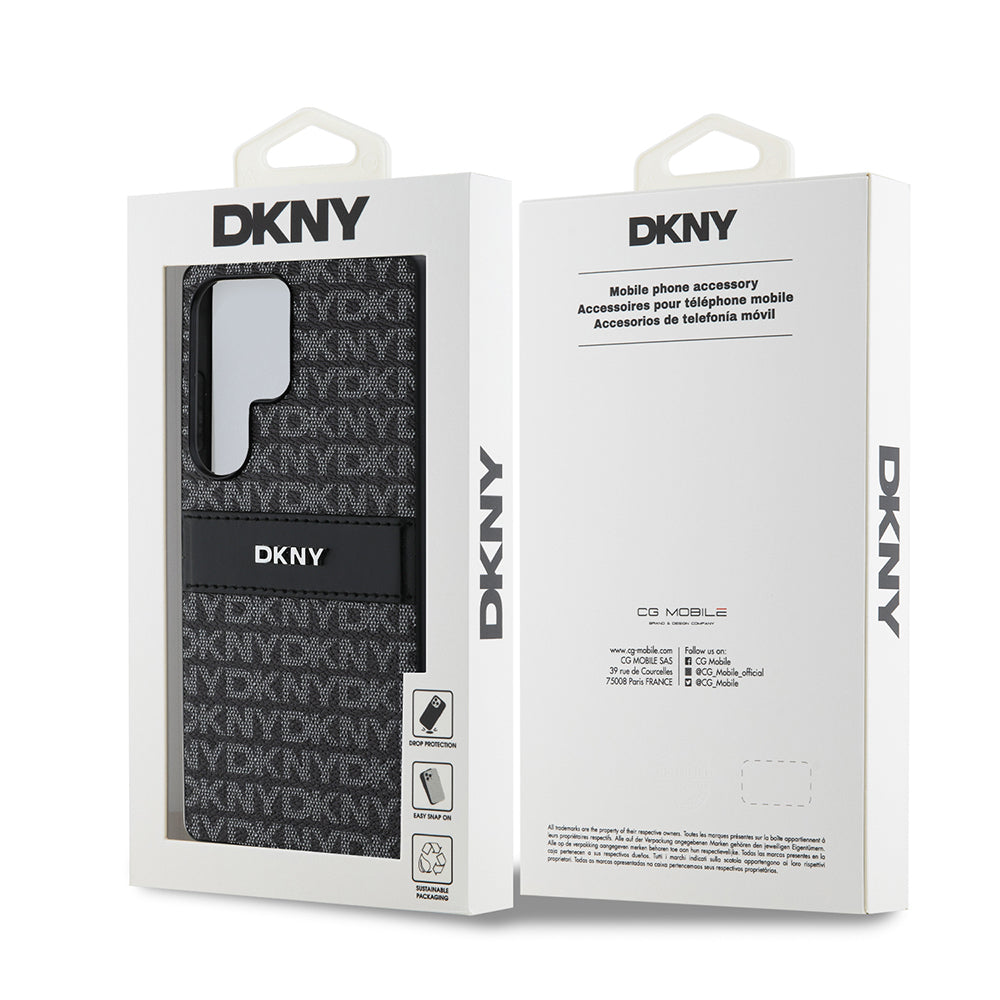 Galaxy S25 Ultra Kılıf DKNY Orjinal Lisanslı Kartlıklı 3D Yazılı Repeat Texture Pattern Kapak
