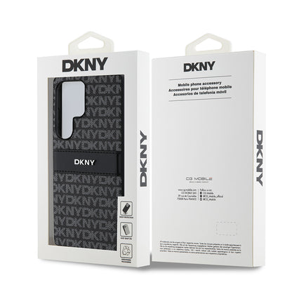 Galaxy S25 Ultra Kılıf DKNY Orjinal Lisanslı Kartlıklı 3D Yazılı Repeat Texture Pattern Kapak