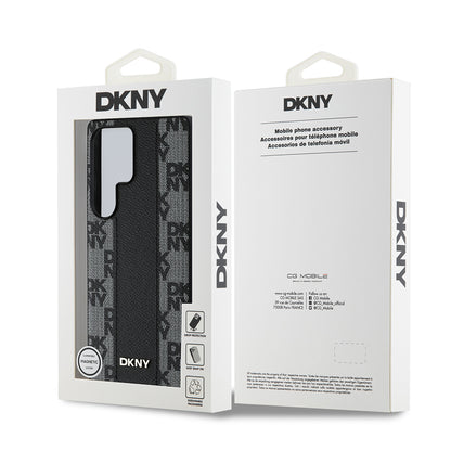 Galaxy S25 Ultra Kılıf DKNY Orjinal Lisanslı M-safe Şarj Özellikli 3D Yazılı Checkered Pattern Kapak