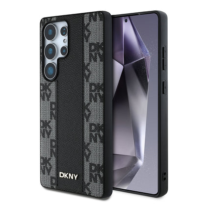 Galaxy S25 Ultra Kılıf DKNY Orjinal Lisanslı M-safe Şarj Özellikli 3D Yazılı Checkered Pattern Kapak