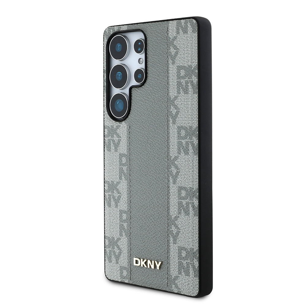 Galaxy S25 Ultra Kılıf DKNY Orjinal Lisanslı M-safe Şarj Özellikli 3D Yazılı Checkered Pattern Kapak