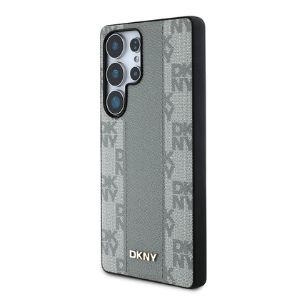 Galaxy S25 Ultra Kılıf DKNY Orjinal Lisanslı M-safe Şarj Özellikli 3D Yazılı Checkered Pattern Kapak