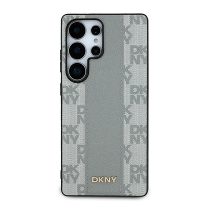 Galaxy S25 Ultra Kılıf DKNY Orjinal Lisanslı M-safe Şarj Özellikli 3D Yazılı Checkered Pattern Kapak