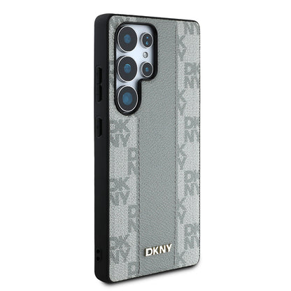 Galaxy S25 Ultra Kılıf DKNY Orjinal Lisanslı M-safe Şarj Özellikli 3D Yazılı Checkered Pattern Kapak