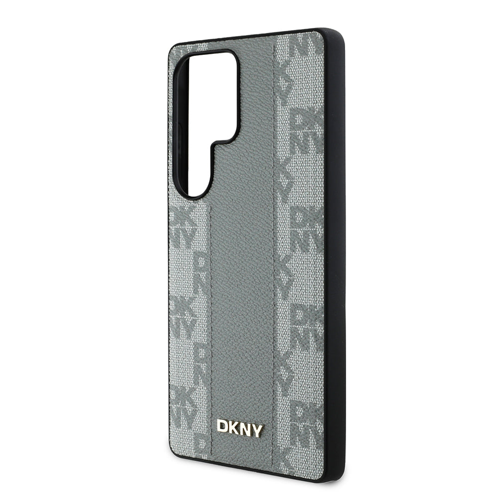 Galaxy S25 Ultra Kılıf DKNY Orjinal Lisanslı M-safe Şarj Özellikli 3D Yazılı Checkered Pattern Kapak
