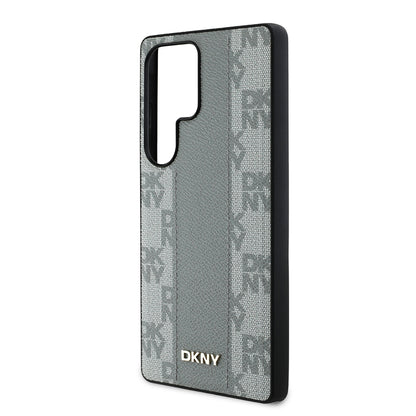 Galaxy S25 Ultra Kılıf DKNY Orjinal Lisanslı M-safe Şarj Özellikli 3D Yazılı Checkered Pattern Kapak