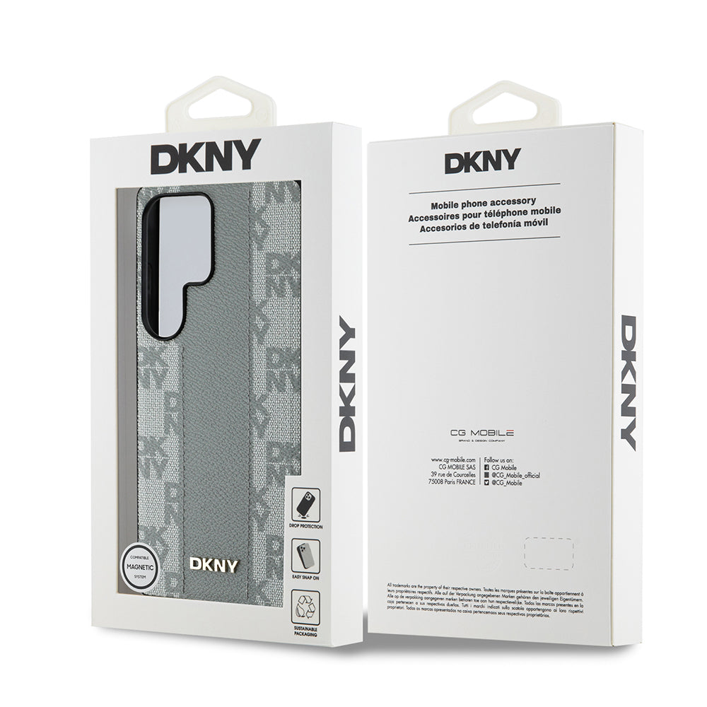 Galaxy S25 Ultra Kılıf DKNY Orjinal Lisanslı M-safe Şarj Özellikli 3D Yazılı Checkered Pattern Kapak