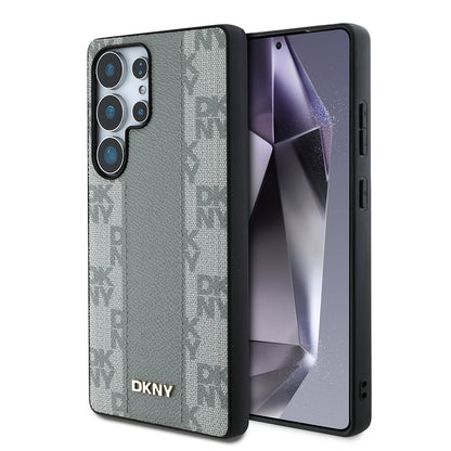 Galaxy S25 Ultra Kılıf DKNY Orjinal Lisanslı M-safe Şarj Özellikli 3D Yazılı Checkered Pattern Kapak