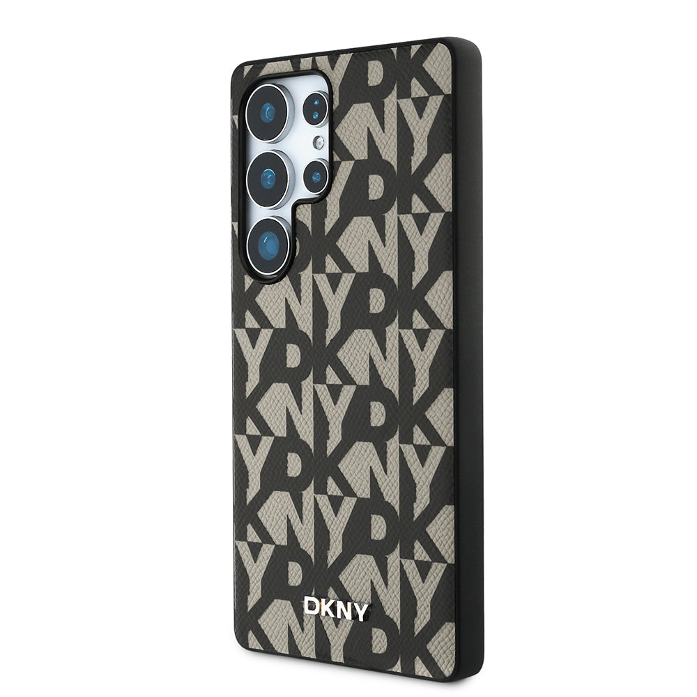 Galaxy S25 Ultra Kılıf DKNY Orjinal Lisanslı M-safe Şarj Özellikli 3D Yazılı Grid Pattern Kapak
