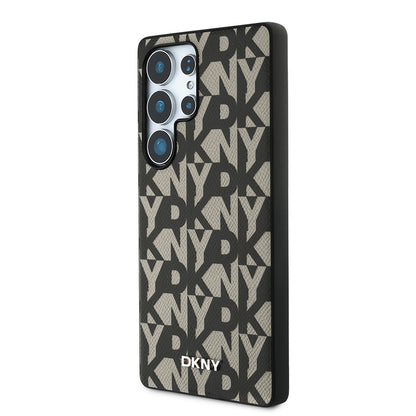 Galaxy S25 Ultra Kılıf DKNY Orjinal Lisanslı M-safe Şarj Özellikli 3D Yazılı Grid Pattern Kapak