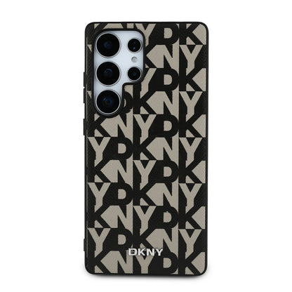 Galaxy S25 Ultra Kılıf DKNY Orjinal Lisanslı M-safe Şarj Özellikli 3D Yazılı Grid Pattern Kapak