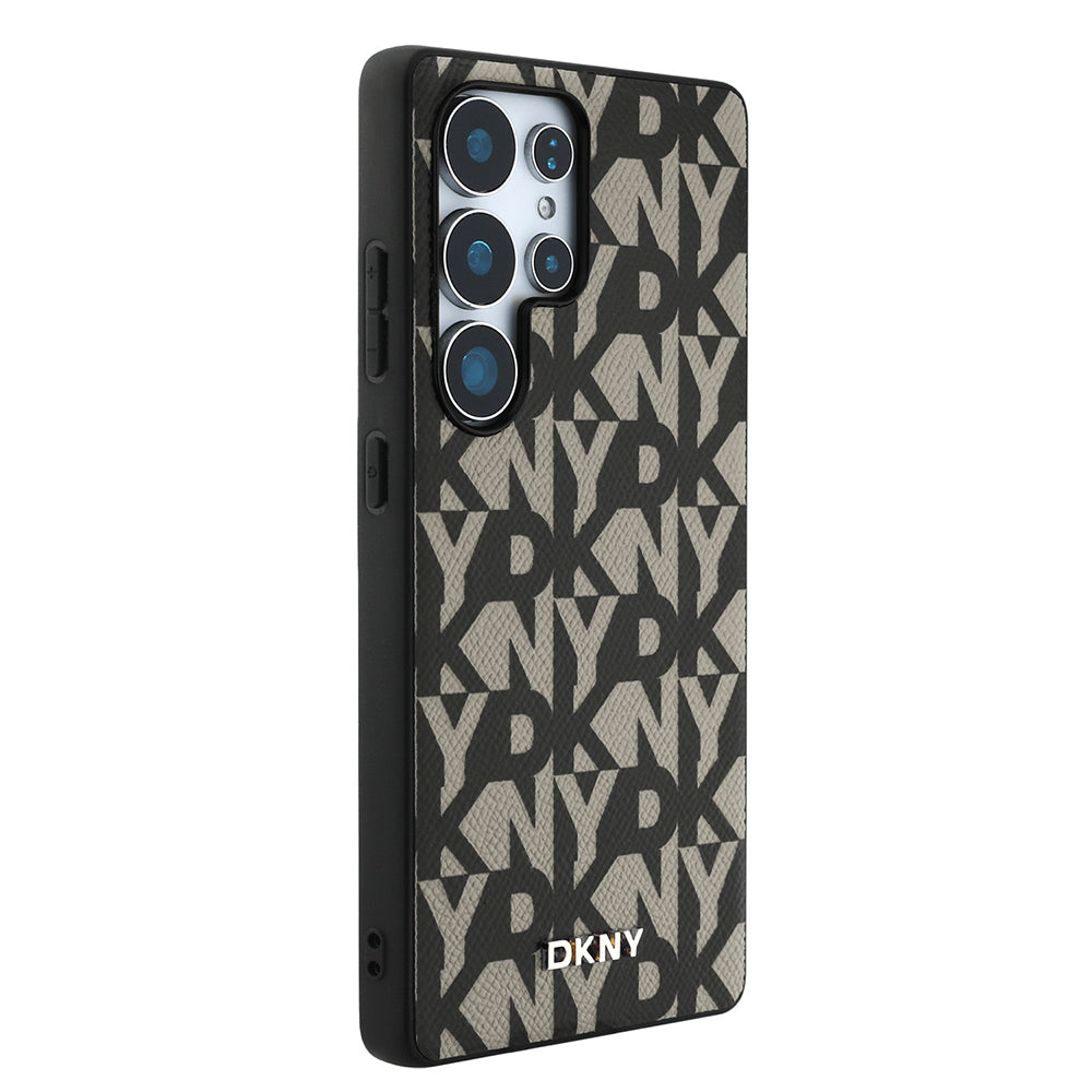 Galaxy S25 Ultra Kılıf DKNY Orjinal Lisanslı M-safe Şarj Özellikli 3D Yazılı Grid Pattern Kapak