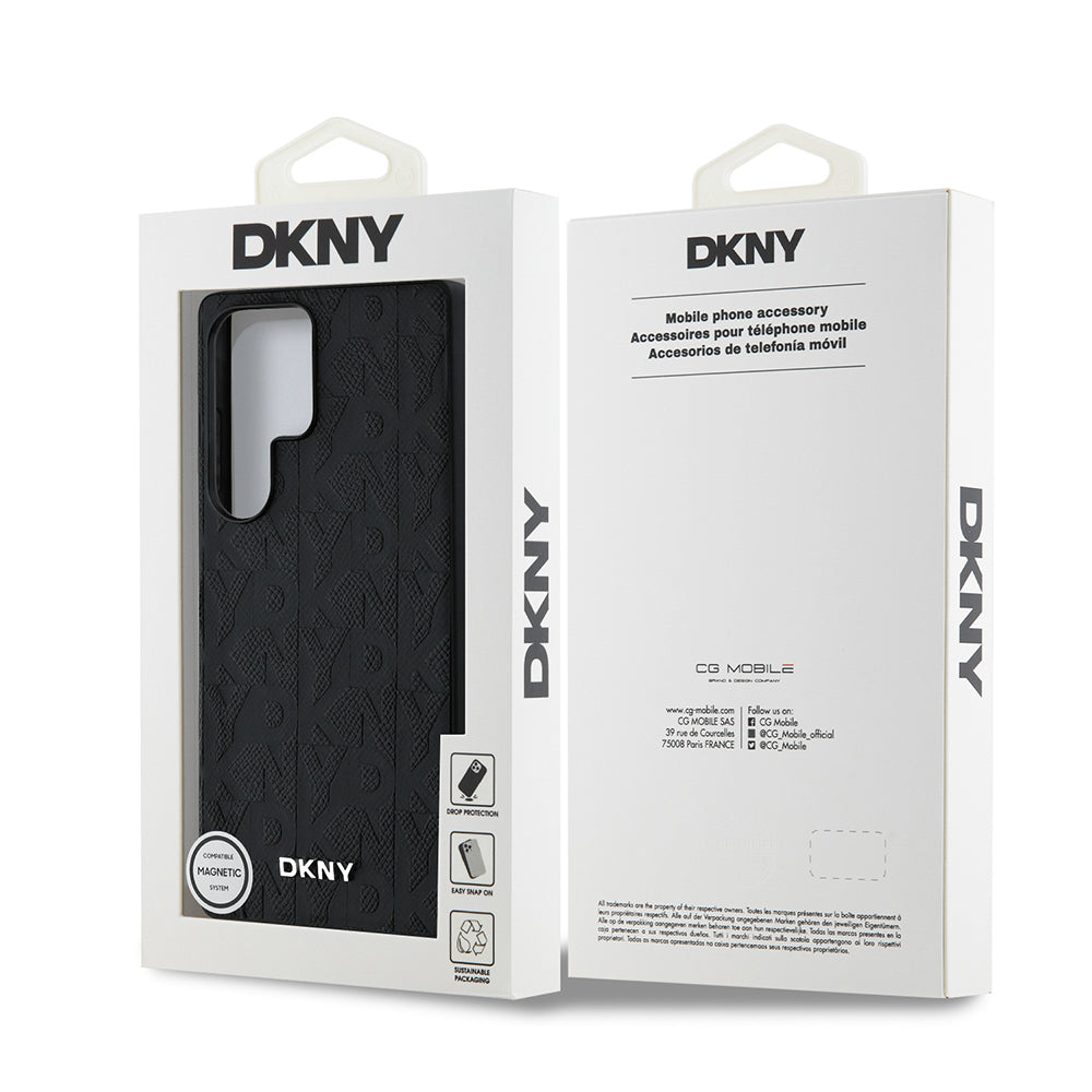 Galaxy S25 Ultra Kılıf DKNY Orjinal Lisanslı Magnetik PU Deri Grid Pattern Kapak