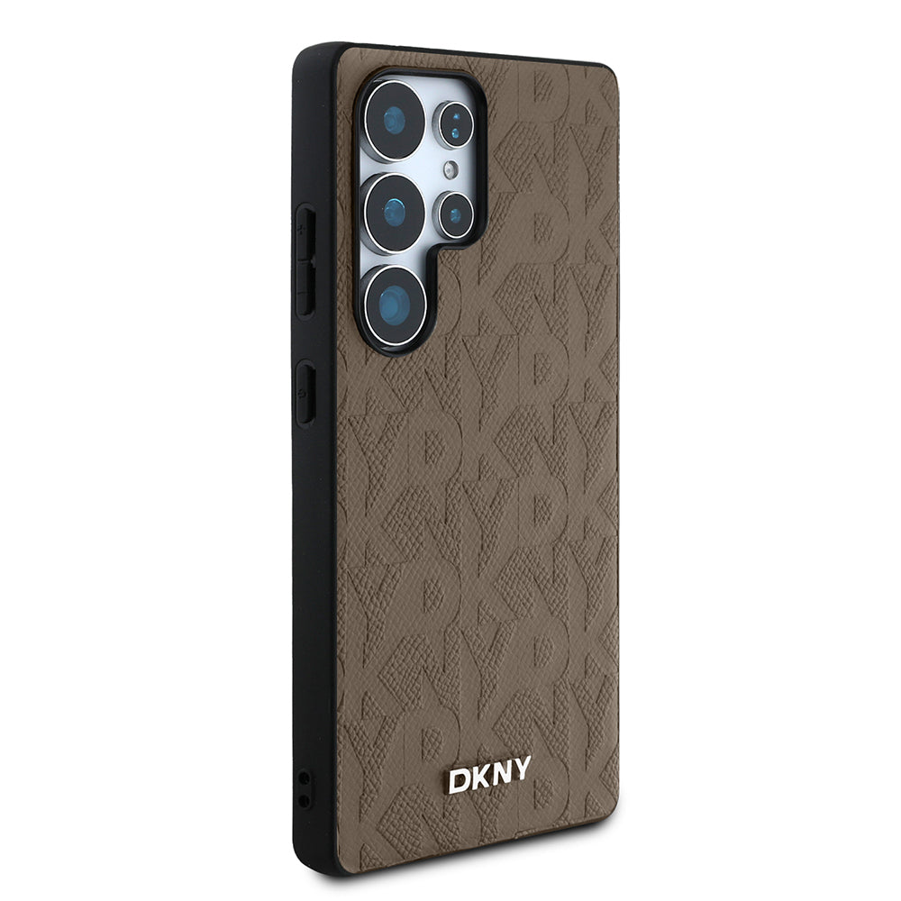 Galaxy S25 Ultra Kılıf DKNY Orjinal Lisanslı Magnetik PU Deri Grid Pattern Kapak