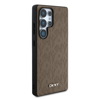 Galaxy S25 Ultra Kılıf DKNY Orjinal Lisanslı Magnetik PU Deri Grid Pattern Kapak