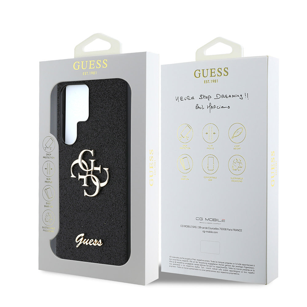 Galaxy S25 Ultra Kılıf Guess Orjinal Lisanslı 4G Büyük Metal Logolu Glitter Kapak