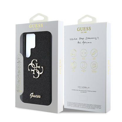 Galaxy S25 Ultra Kılıf Guess Orjinal Lisanslı 4G Büyük Metal Logolu Glitter Kapak