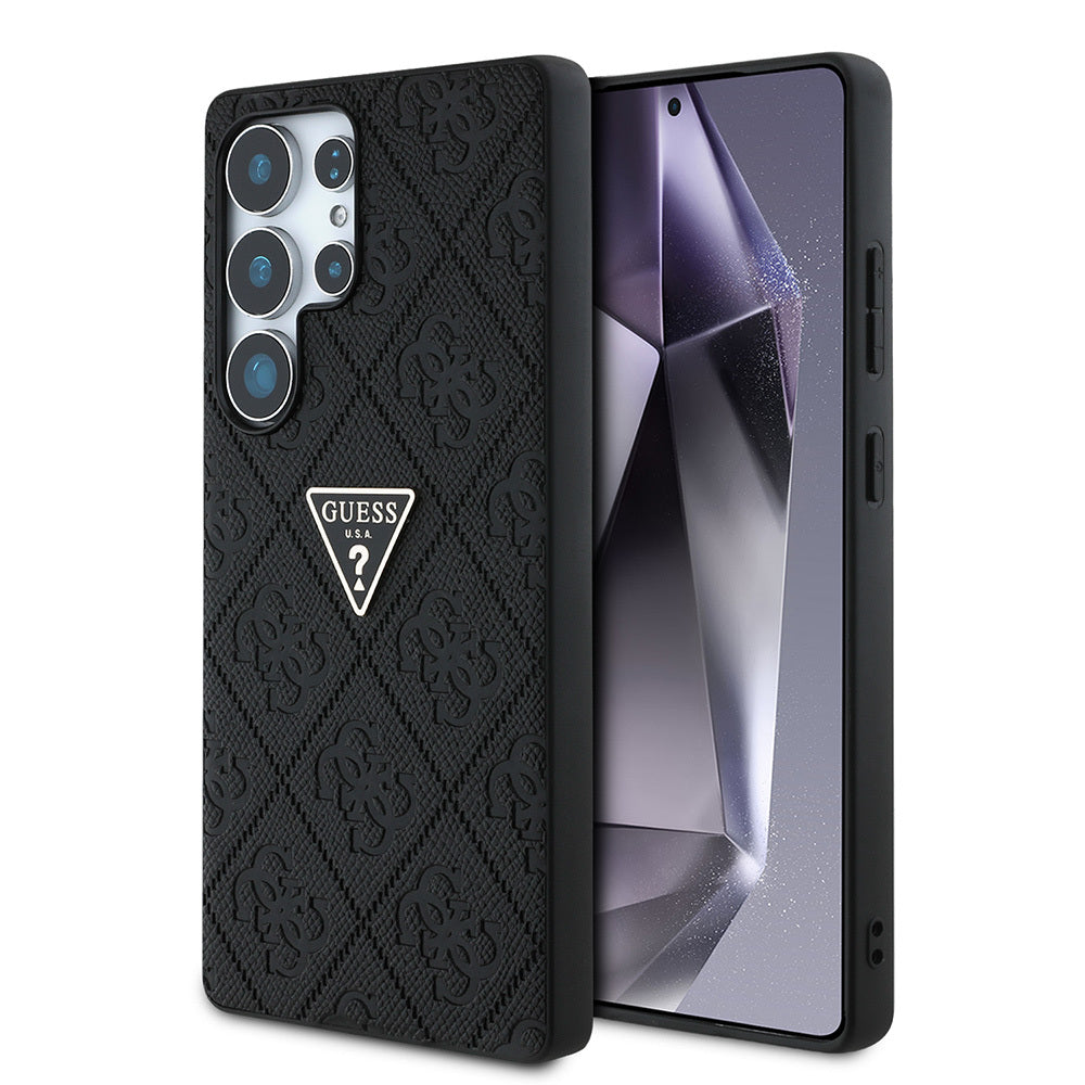 Galaxy S25 Ultra Kılıf Guess Orjinal Lisanslı 4G Desenli Sıcak Damgalı Üçgen Logolu Kapak