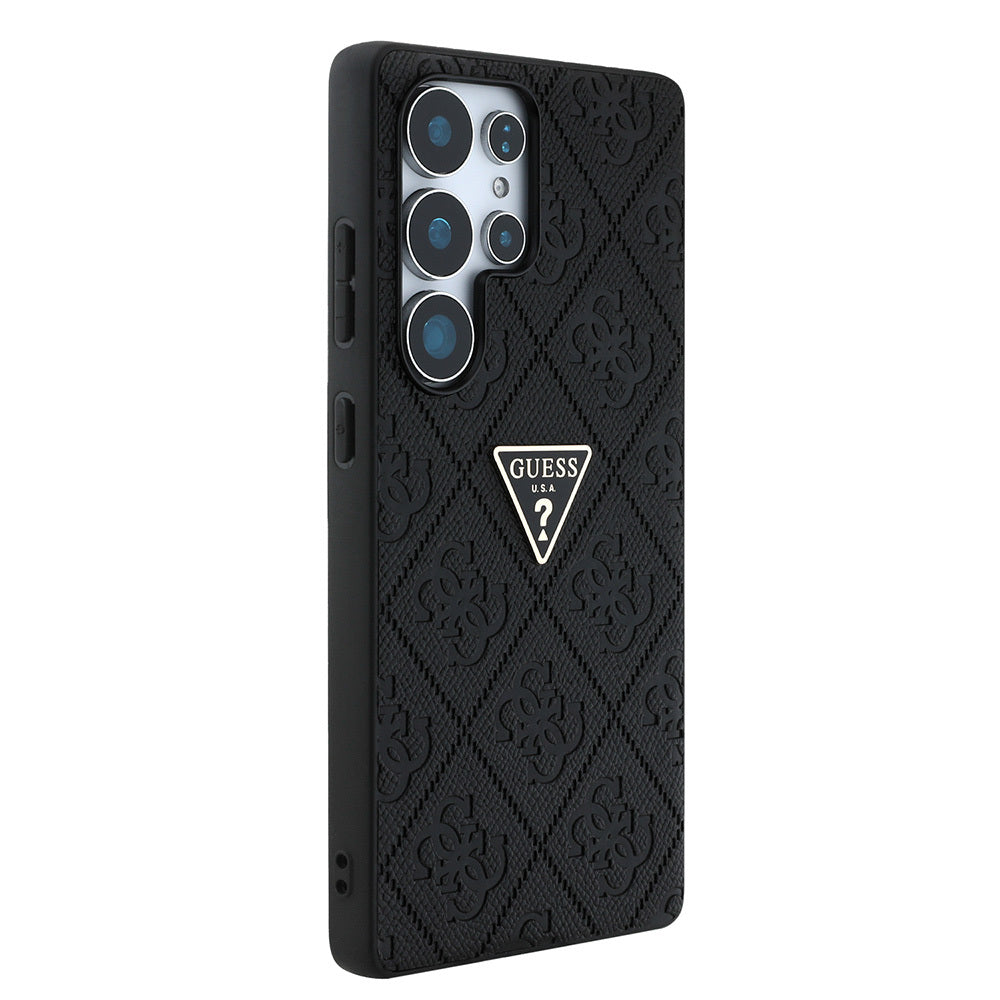 Galaxy S25 Ultra Kılıf Guess Orjinal Lisanslı 4G Desenli Sıcak Damgalı Üçgen Logolu Kapak