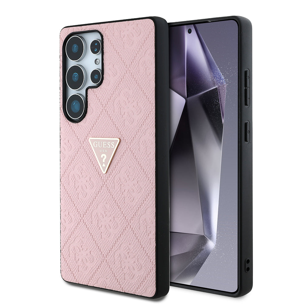 Galaxy S25 Ultra Kılıf Guess Orjinal Lisanslı 4G Desenli Sıcak Damgalı Üçgen Logolu Kapak