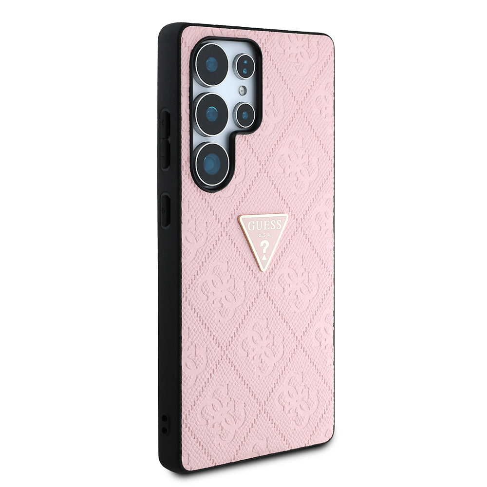 Galaxy S25 Ultra Kılıf Guess Orjinal Lisanslı 4G Desenli Sıcak Damgalı Üçgen Logolu Kapak