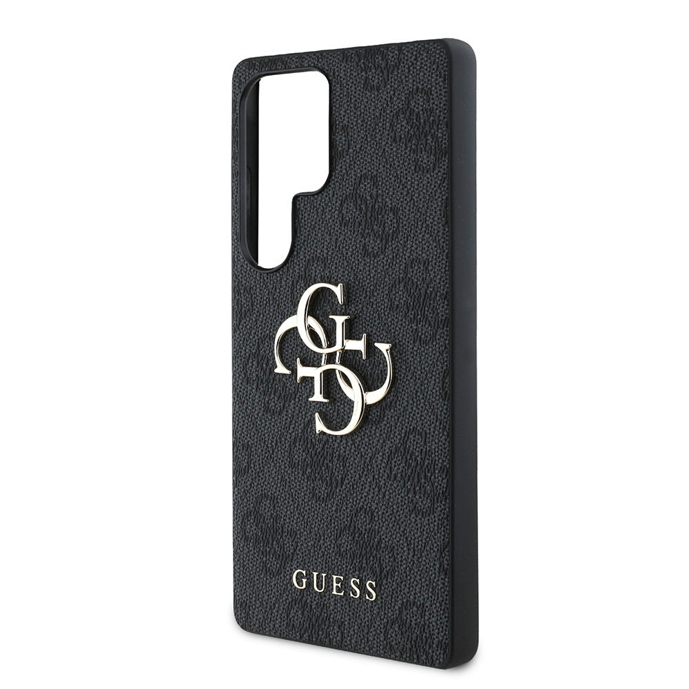 Galaxy S25 Ultra Kılıf Guess Orjinal Lisanslı PU Deri 4G Desenli Metal Büyük 4G ve Yazı Logolu Kapak