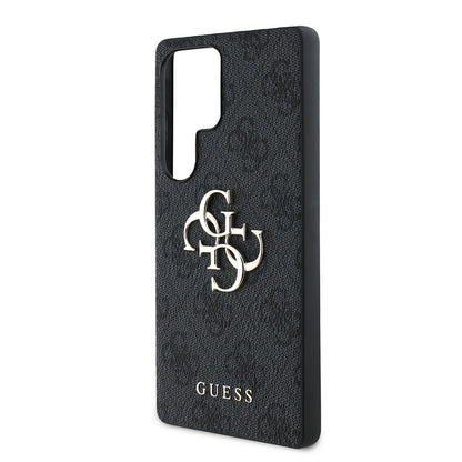 Galaxy S25 Ultra Kılıf Guess Orjinal Lisanslı PU Deri 4G Desenli Metal Büyük 4G ve Yazı Logolu Kapak