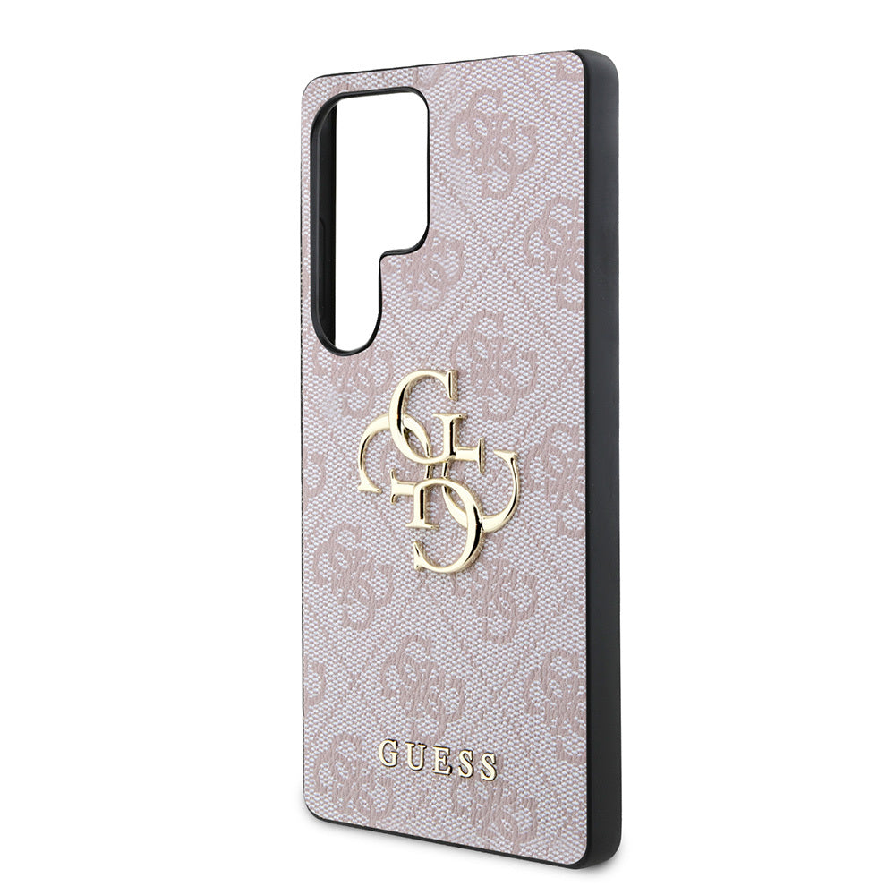 Galaxy S25 Ultra Kılıf Guess Orjinal Lisanslı PU Deri 4G Desenli Metal Büyük 4G ve Yazı Logolu Kapak