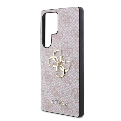 Galaxy S25 Ultra Kılıf Guess Orjinal Lisanslı PU Deri 4G Desenli Metal Büyük 4G ve Yazı Logolu Kapak