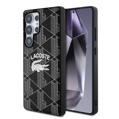 Galaxy S25 Ultra Kılıf Lacoste Orjinal Lisanslı M-safe Şarj Özellikli Mono Vintage Logo Kapak