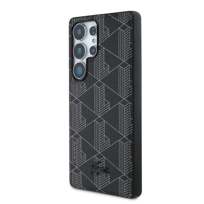 Galaxy S25 Ultra Kılıf Lacoste Orjinal Lisanslı M-safe Şarj Özellikli PU Deri Görünümlü Karışık Monogram Desenli Kapak