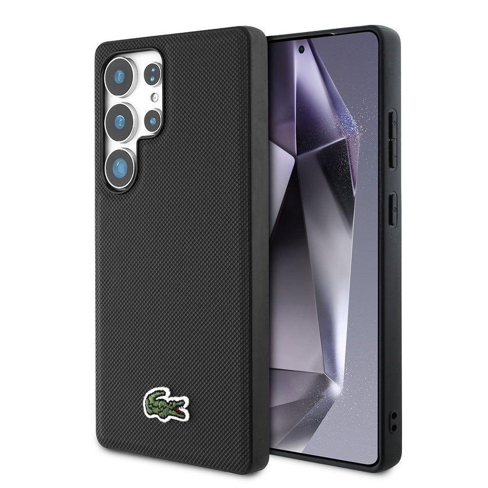 Galaxy S25 Ultra Kılıf Lacoste Orjinal Lisanslı PU Pike Desenli Arka Yüzey İkonik Timsah Dokuma Logolu Kapak