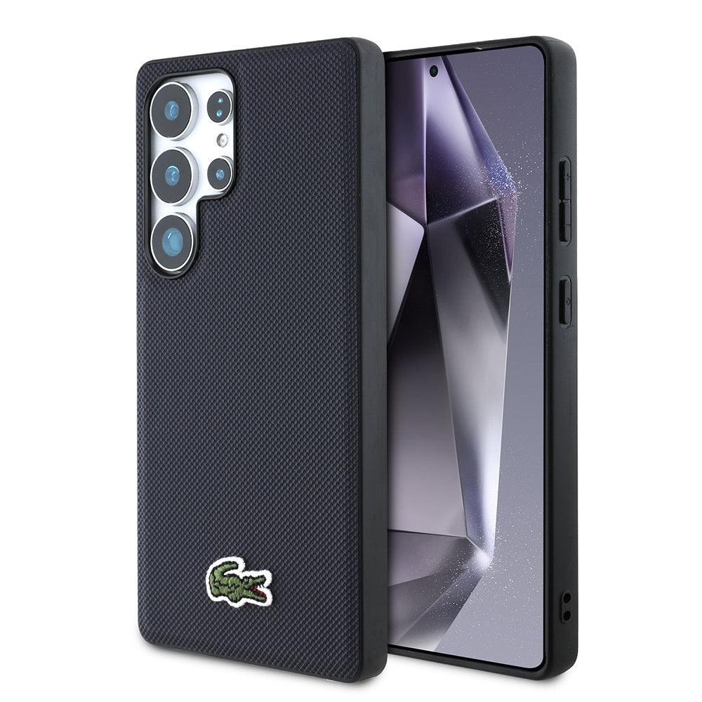Galaxy S25 Ultra Kılıf Lacoste Orjinal Lisanslı PU Pike Desenli Arka Yüzey İkonik Timsah Dokuma Logolu Kapak