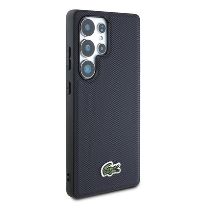 Galaxy S25 Ultra Kılıf Lacoste Orjinal Lisanslı PU Pike Desenli Arka Yüzey İkonik Timsah Dokuma Logolu Kapak