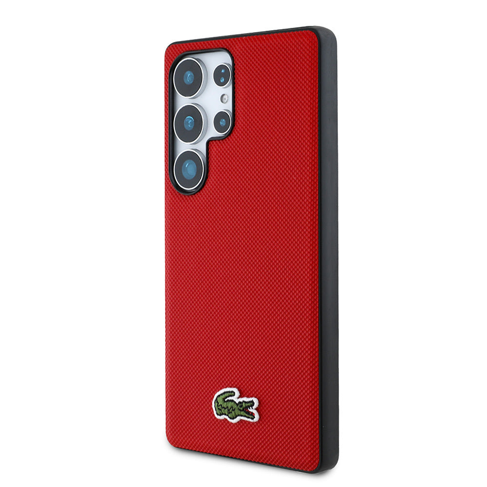 Galaxy S25 Ultra Kılıf Lacoste Orjinal Lisanslı PU Pike Desenli Arka Yüzey İkonik Timsah Dokuma Logolu Kapak