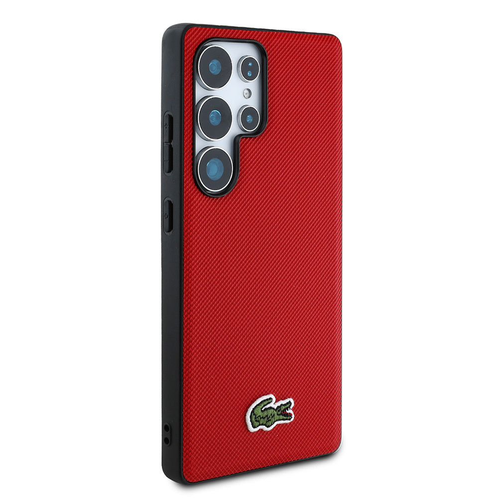 Galaxy S25 Ultra Kılıf Lacoste Orjinal Lisanslı PU Pike Desenli Arka Yüzey İkonik Timsah Dokuma Logolu Kapak