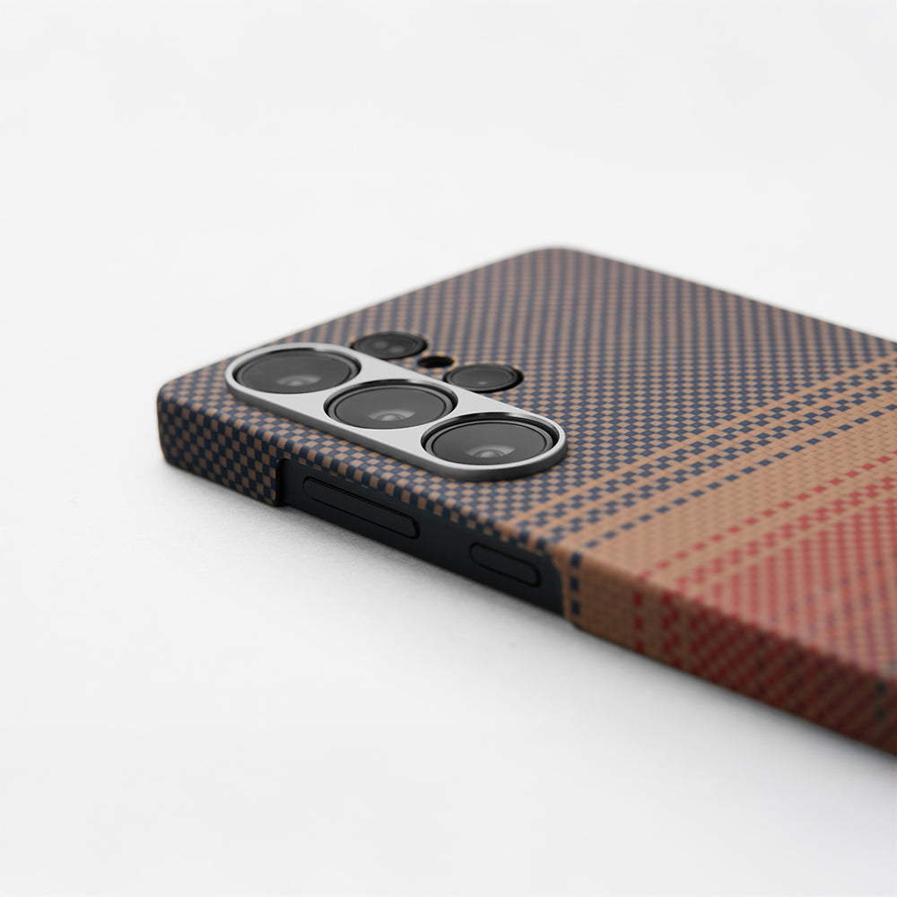 Galaxy S25 Ultra Kılıf M-safe Şarj Özellikli Aramid Fiber Pitaka Tactile Woven Sunset-Moonrise Serisi Kapak