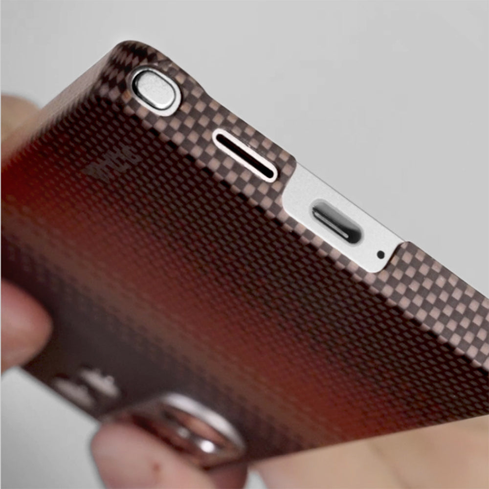 Galaxy S25 Ultra Kılıf M-safe Şarj Özellikli Aramid Fiber Pitaka Tactile Woven Sunset-Moonrise Serisi Kapak