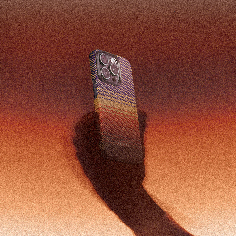 Galaxy S25 Ultra Kılıf M-safe Şarj Özellikli Aramid Fiber Pitaka Tactile Woven Sunset-Moonrise Serisi Kapak