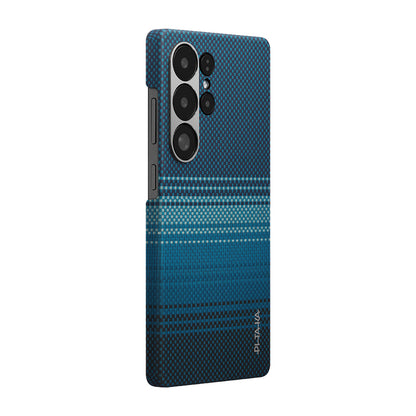 Galaxy S25 Ultra Kılıf M-safe Şarj Özellikli Aramid Fiber Pitaka Tactile Woven Sunset-Moonrise Serisi Kapak