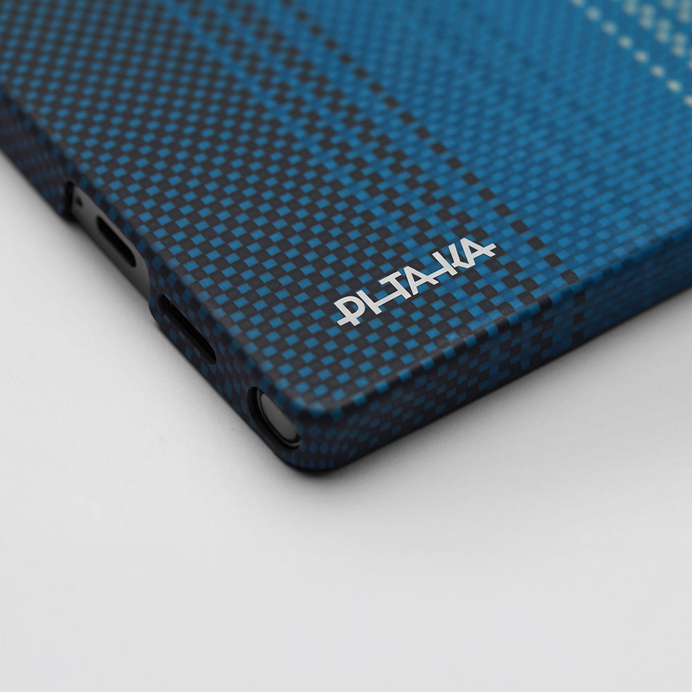 Galaxy S25 Ultra Kılıf M-safe Şarj Özellikli Aramid Fiber Pitaka Tactile Woven Sunset-Moonrise Serisi Kapak