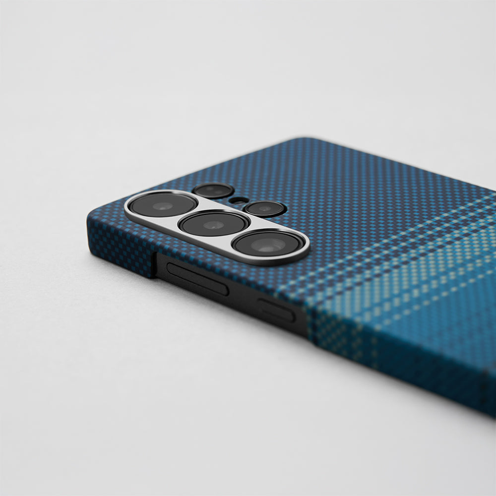 Galaxy S25 Ultra Kılıf M-safe Şarj Özellikli Aramid Fiber Pitaka Tactile Woven Sunset-Moonrise Serisi Kapak