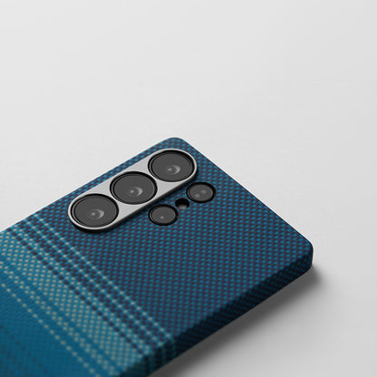 Galaxy S25 Ultra Kılıf M-safe Şarj Özellikli Aramid Fiber Pitaka Tactile Woven Sunset-Moonrise Serisi Kapak