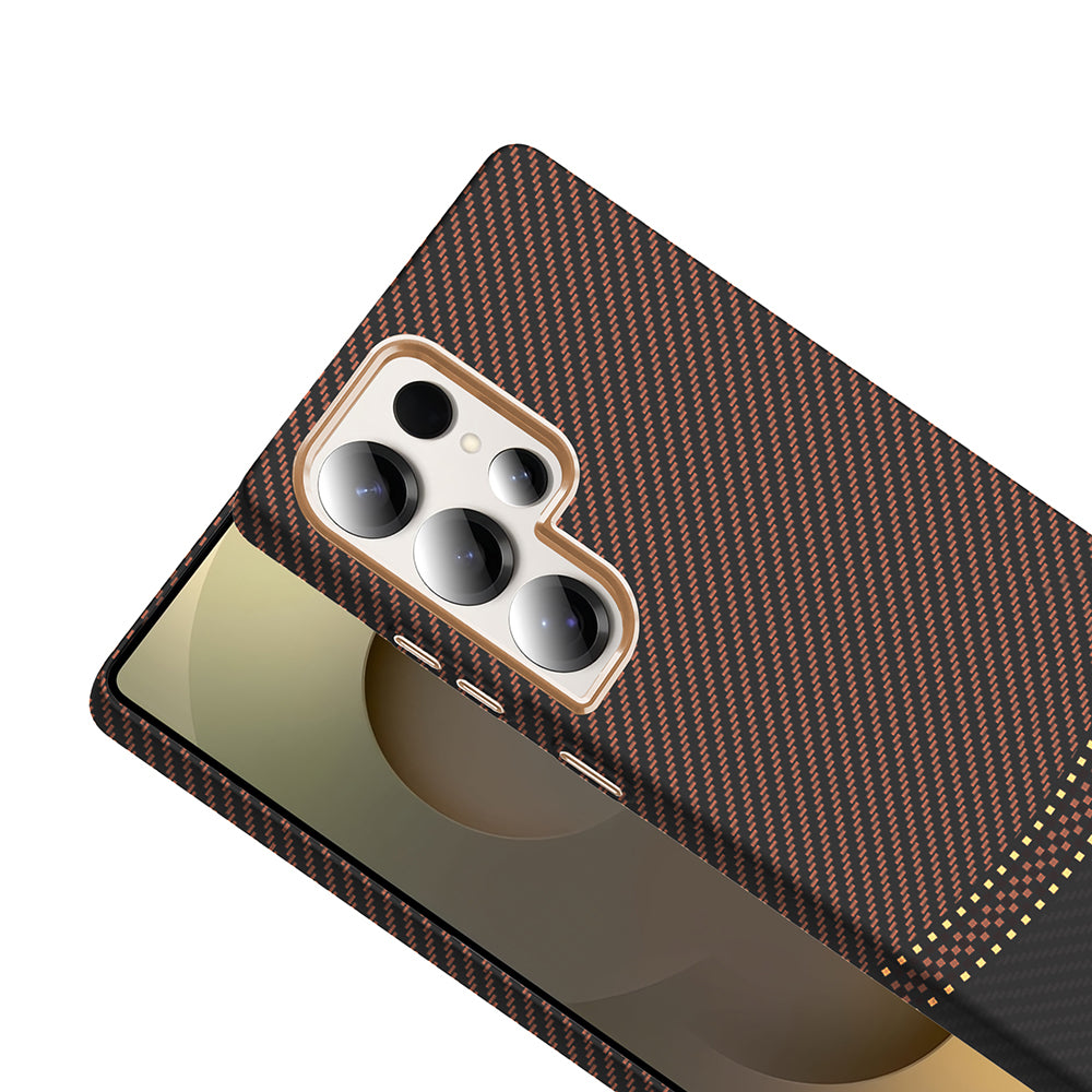 Galaxy S25 Ultra Kılıf M-safe Şarj Özellikli Karbon Fiber Görünümlü Zore Gros Kapak