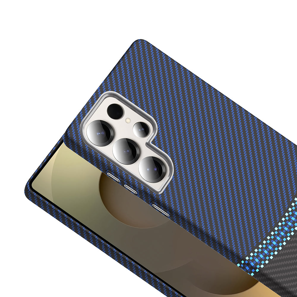 Galaxy S25 Ultra Kılıf M-safe Şarj Özellikli Karbon Fiber Görünümlü Zore Gros Kapak