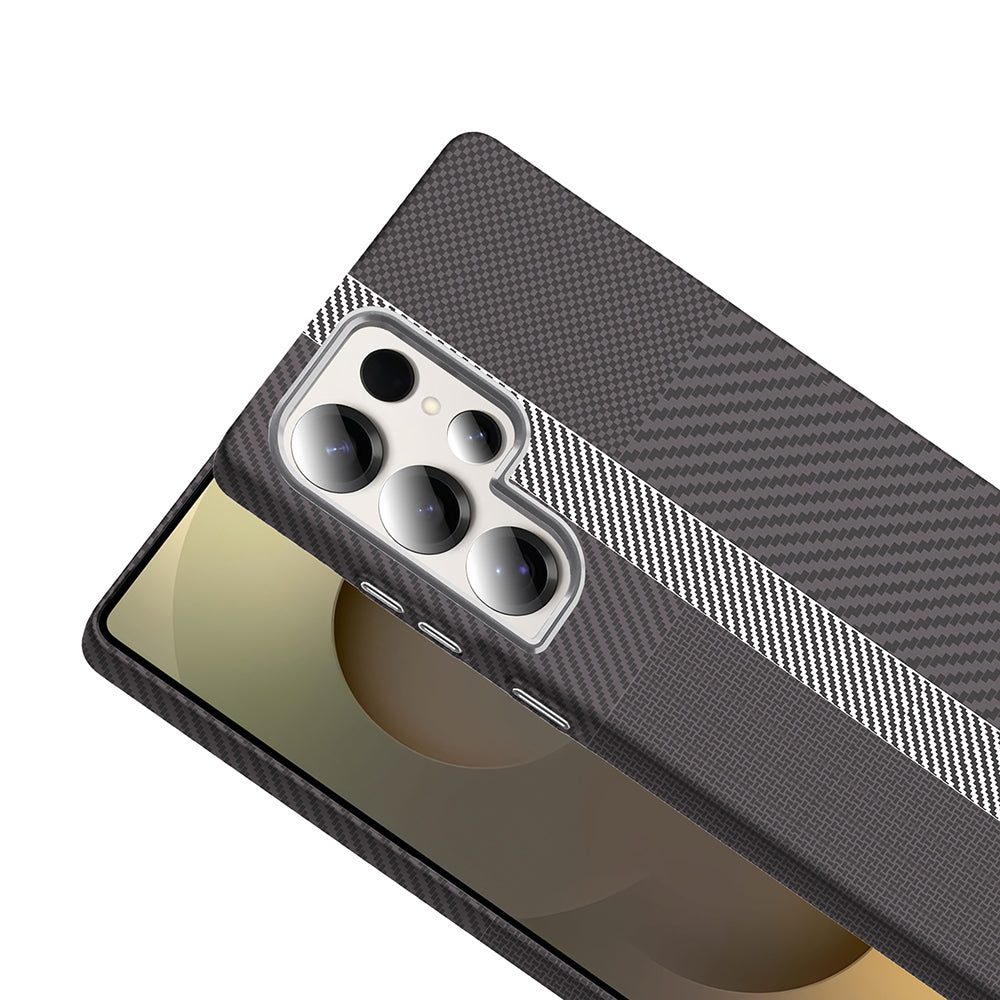 Galaxy S25 Ultra Kılıf M-safe Şarj Özellikli Karbon Fiber Görünümlü Zore Gros Kapak