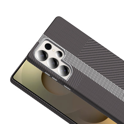 Galaxy S25 Ultra Kılıf M-safe Şarj Özellikli Karbon Fiber Görünümlü Zore Gros Kapak