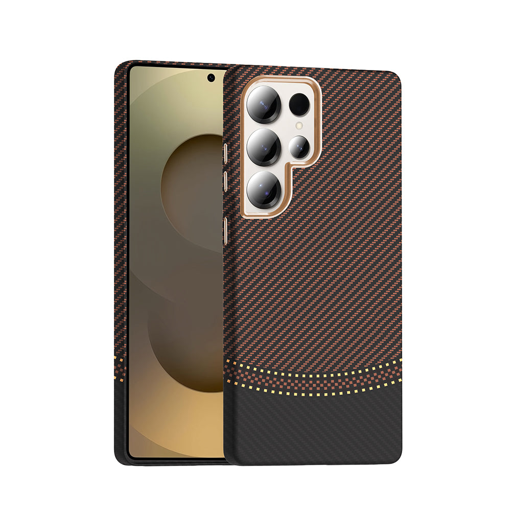 Galaxy S25 Ultra Kılıf M-safe Şarj Özellikli Karbon Fiber Görünümlü Zore Gros Kapak